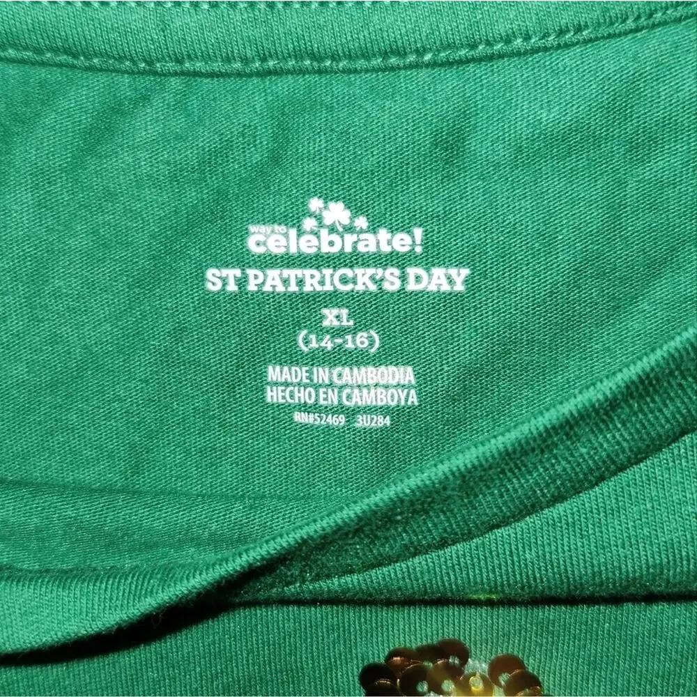 Celebrate St Patrick's Day Girls XL Top EUC